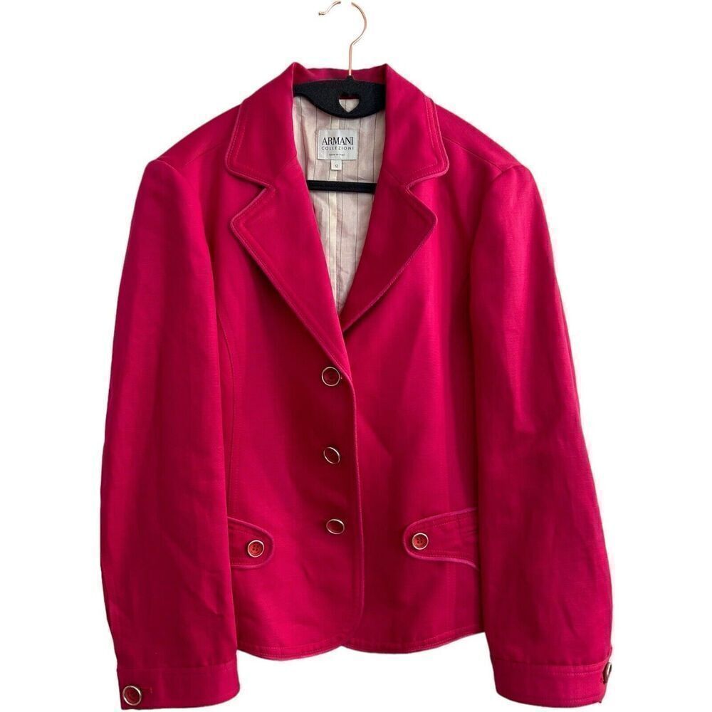 ARMANI COLLEZIONI WOMENS BLAZER JACKET Size 12 Fuchsia Pink 3 Buttons